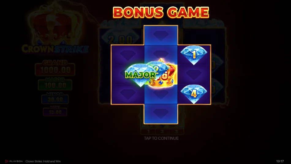 Major Jackpot Bonus Symbol on the grid during Crown Strike Bonus Game